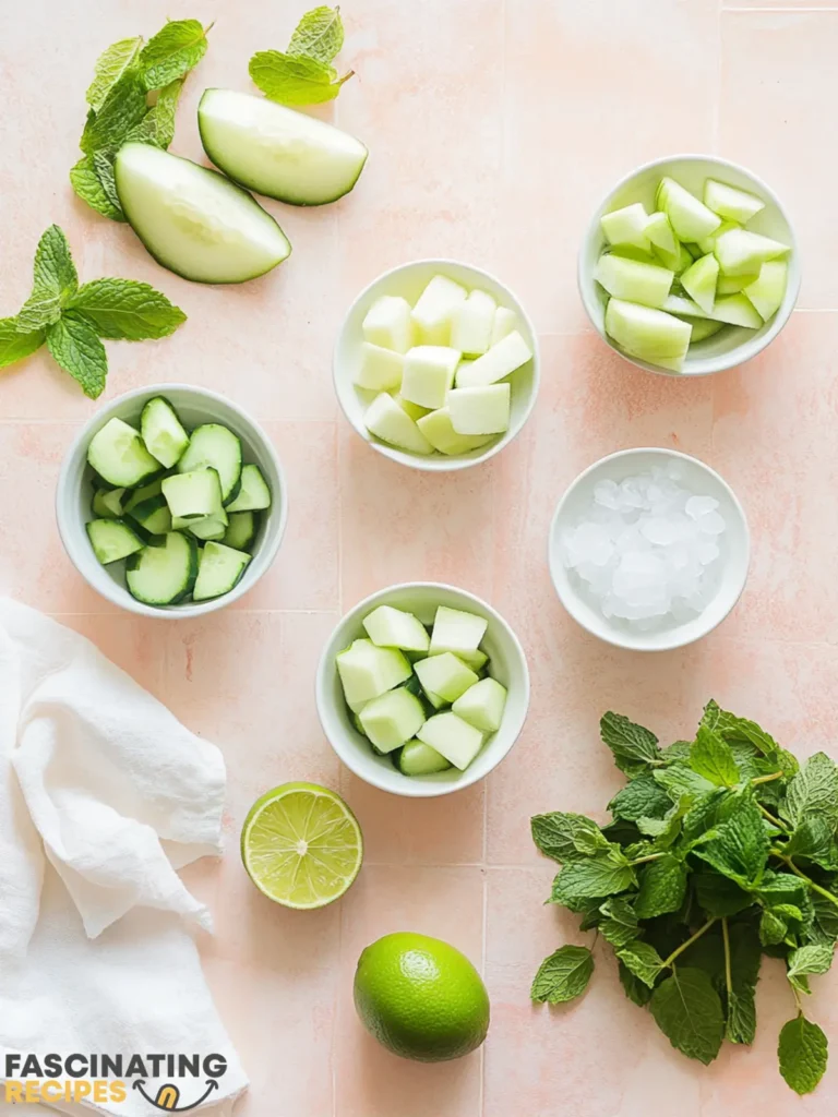 hydrating smoothie ingredients ready to blend.