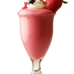 reshly blended strawberry blueberry smoothie into a glass for wp recipe