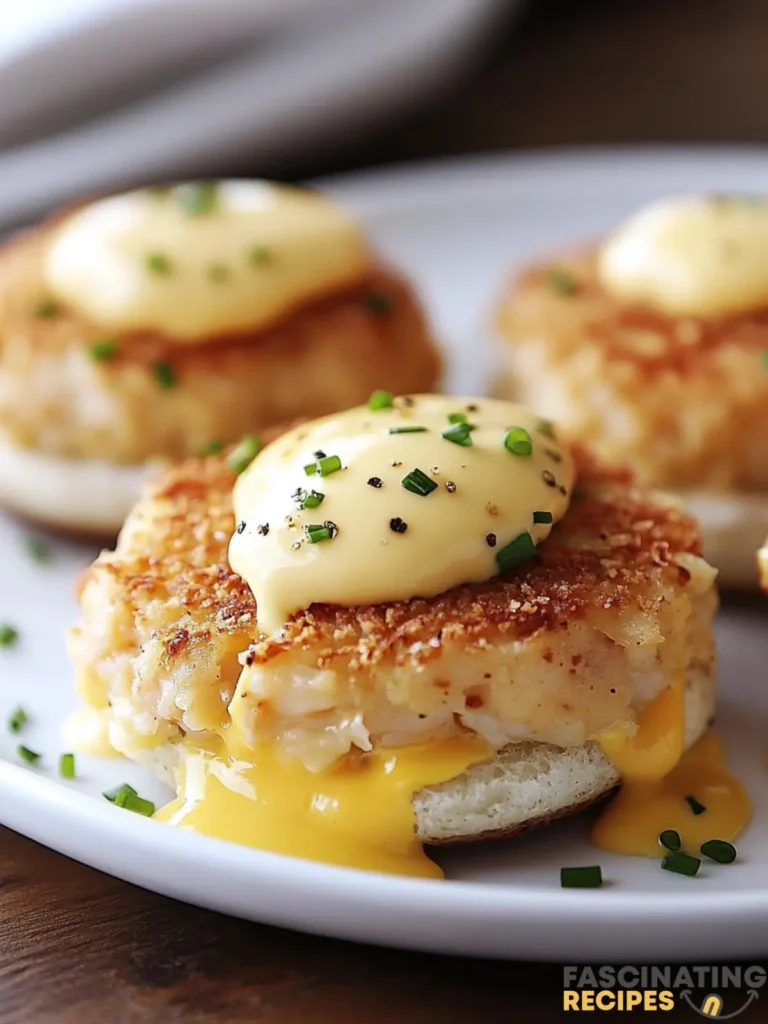 Crab Cake Eggs Benedict with Poached Eggs and Hollandaise Sauce post