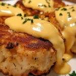 Crab Cake Eggs Benedict with Poached Eggs and Hollandaise Sauce