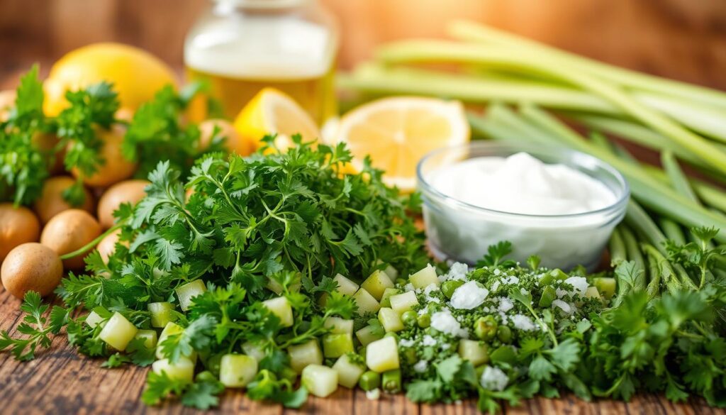 Fresh herbs and ingredients